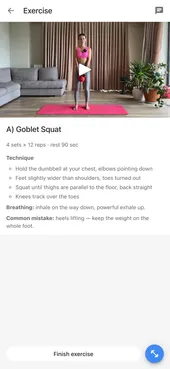 Client app: exercise with technique video